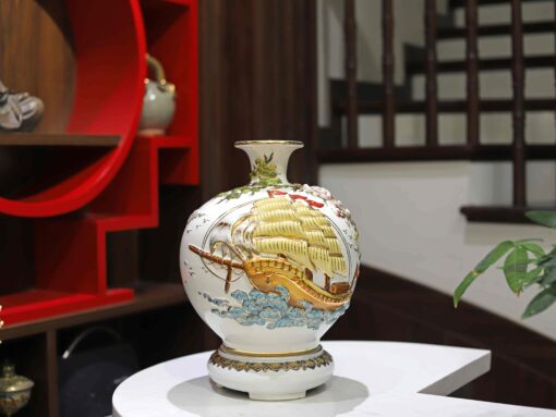 BÌNH HÚT LỘC THUẬN BUỒM XUÔI GIÓ MEN TRẮNG VẼ MÀU VẼ VÀNG