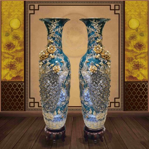 LỘC BÌNH PHÚ QUÝ TRƯỜNG XUÂN MEN XANH LỤC BẢO VẼ VÀNG
