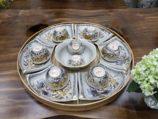 BỘ ĐỒ ĂN HOA MẶT TRỜI MEN RẠN VẼ VÀNG