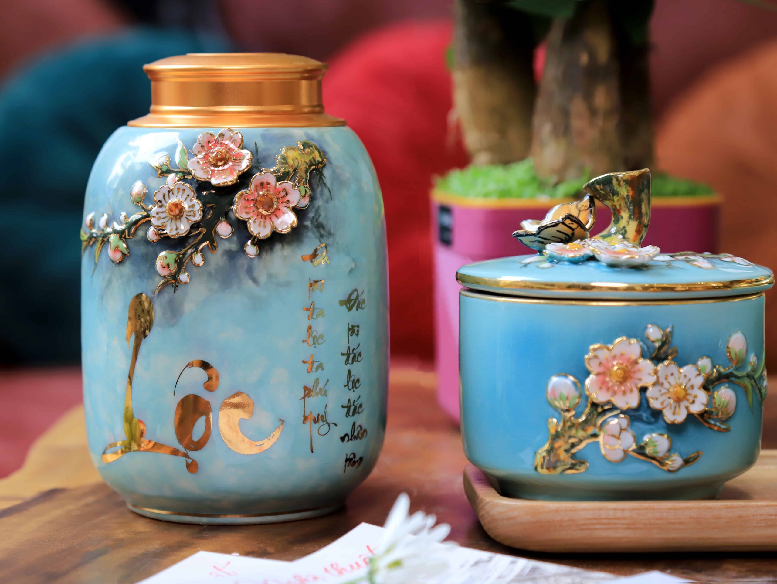 HŨ ĐỰNG CHÈ HOA ĐÀO XUÂN LẠC GỐM - Image 2